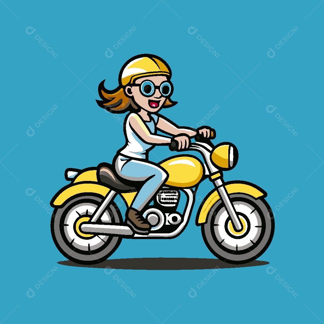 Motoqueira Mascote Ilustração Vetor EPS