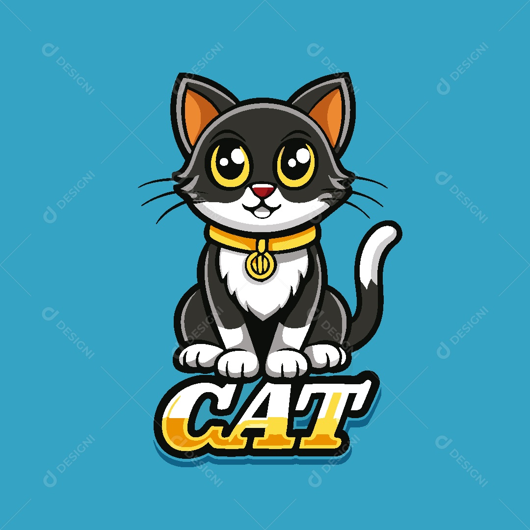 Gato Mascote Ilustração Vetor EPS