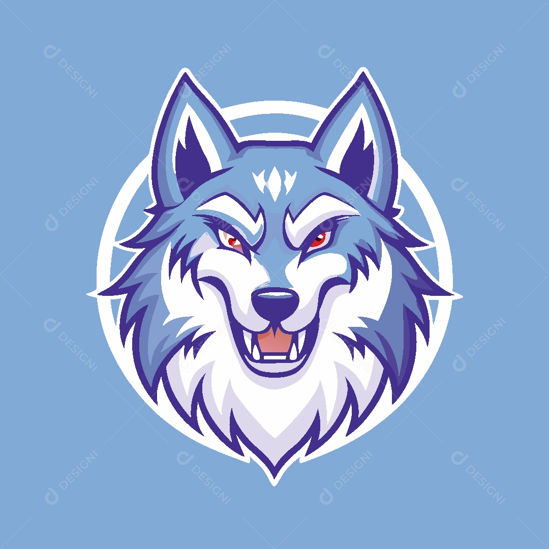 Lobo Mascote Ilustração Vetor EPS