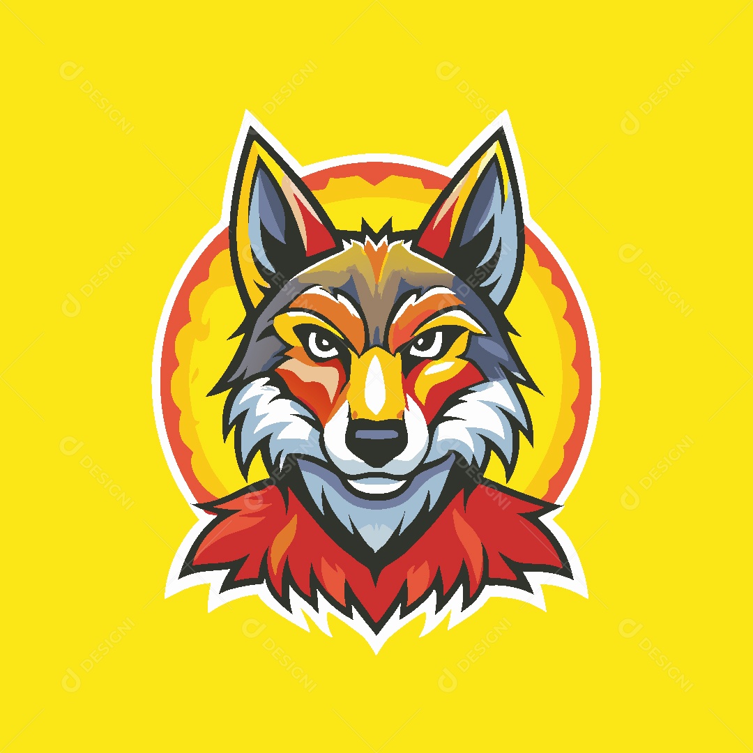 Lobo Mascote Ilustração Vetor EPS