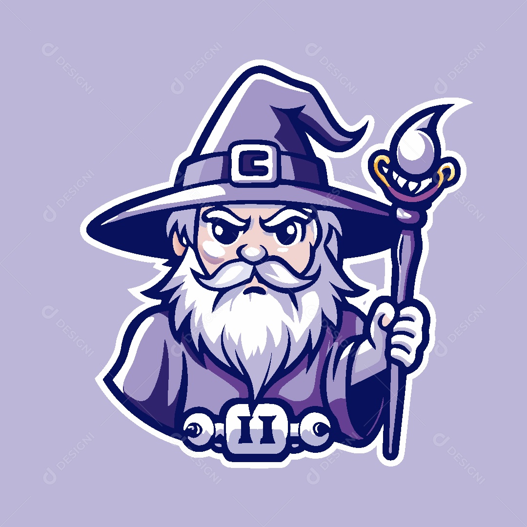 Mago Mascote Ilustração Vetor EPS