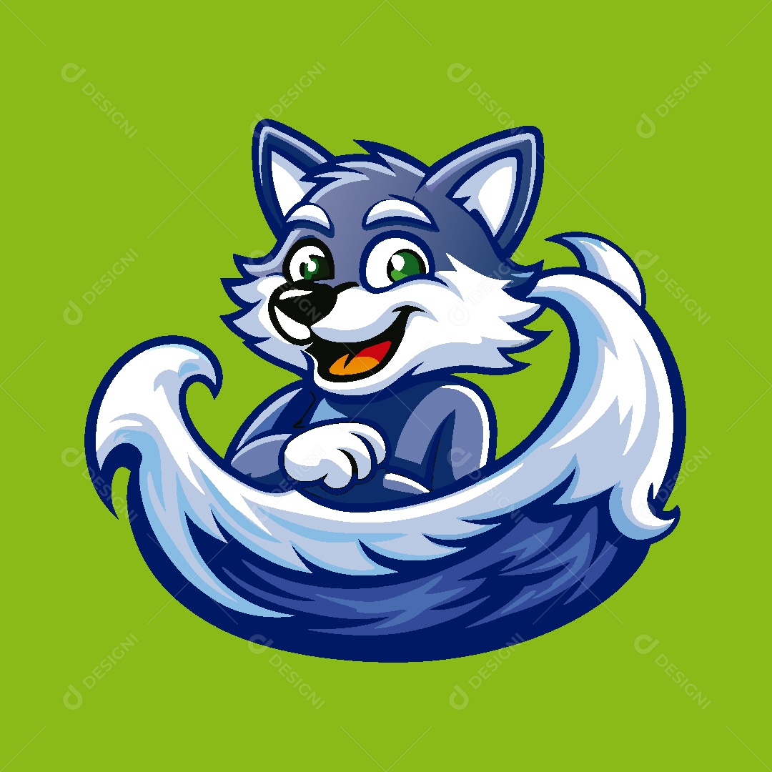 Lobo Mascote Ilustração Vetor EPS