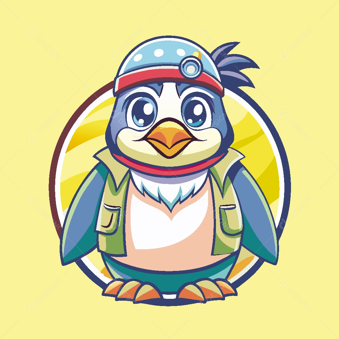 Pinguim Mascote Ilustração Vetor EPS