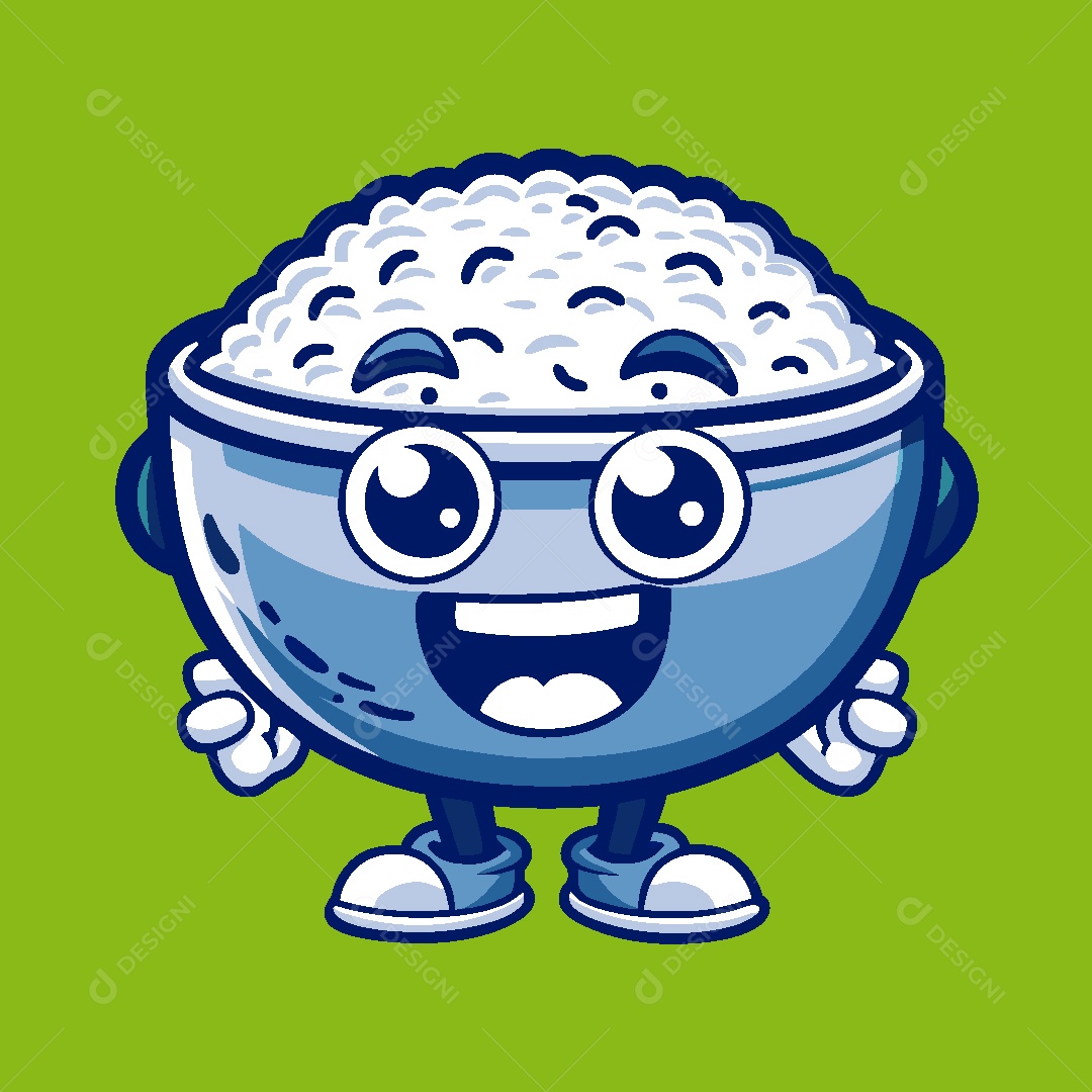 Tigela de Arroz Mascote Ilustração Vetor EPS
