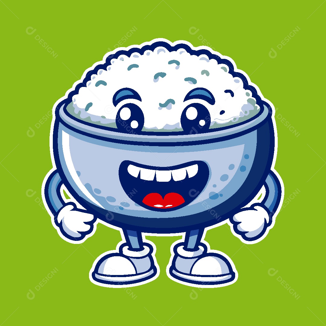 Tigela de Arroz Mascote Ilustração Vetor EPS