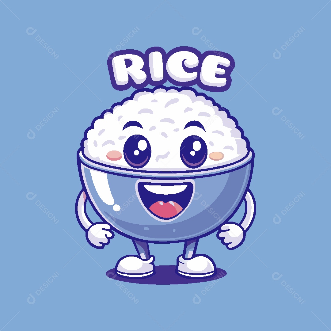 Tigela de Arroz Mascote Ilustração Vetor EPS