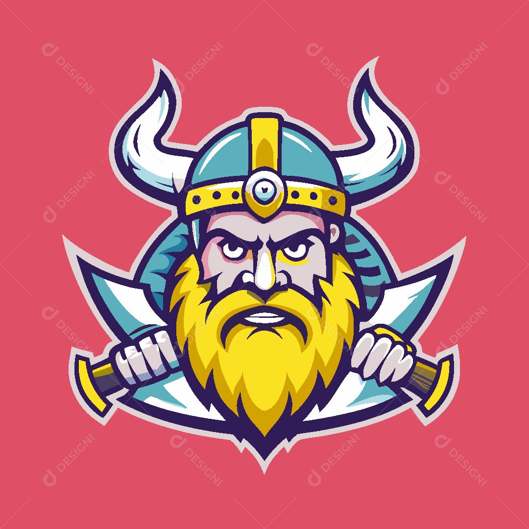Viking Mascote Ilustração Vetor EPS