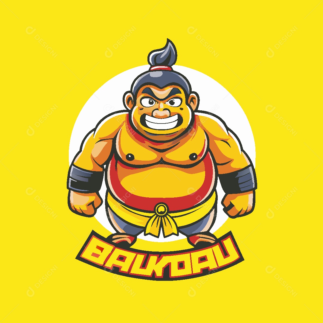 Lutador de Sumo Mascote Ilustração Vetor EPS