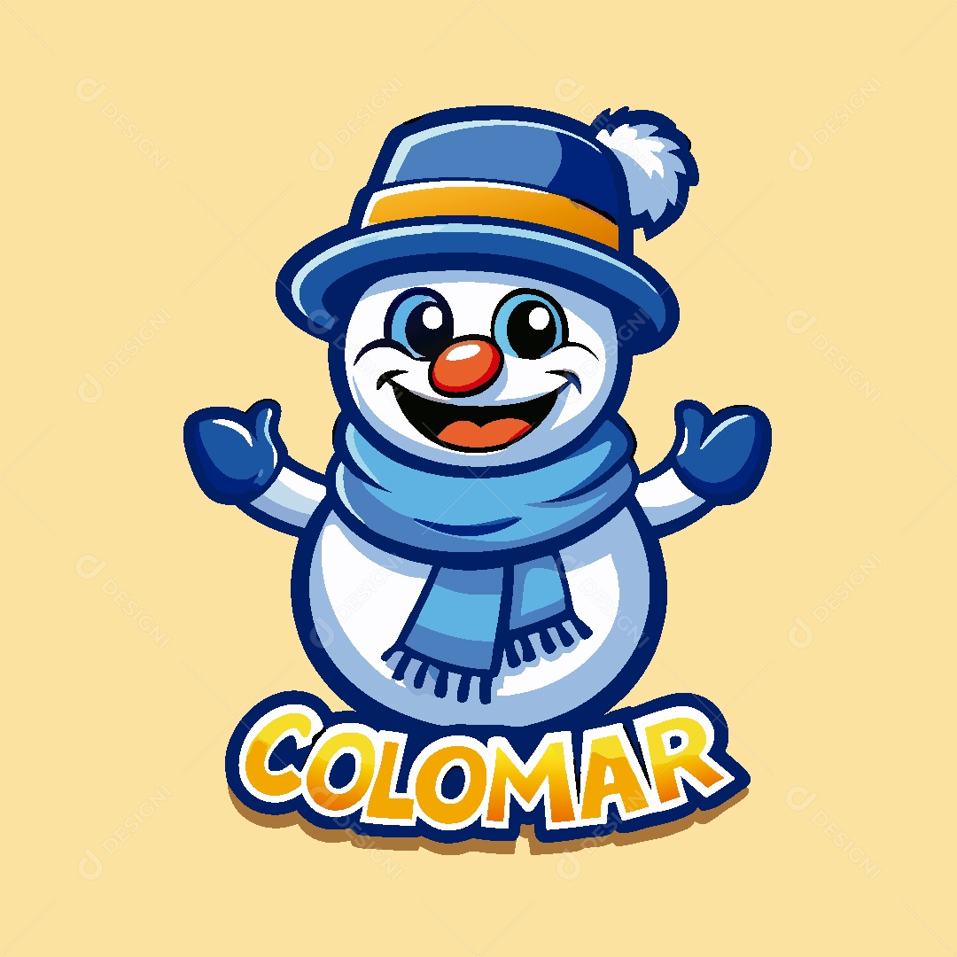 Boneco de Neve Mascote Ilustração Vetor EPS