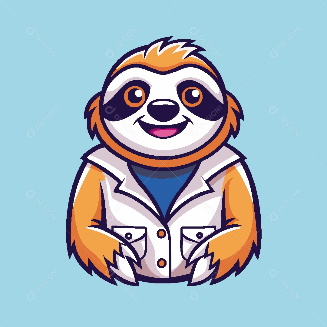 Bicho Preguiça Mascote Ilustração Vetor EPS