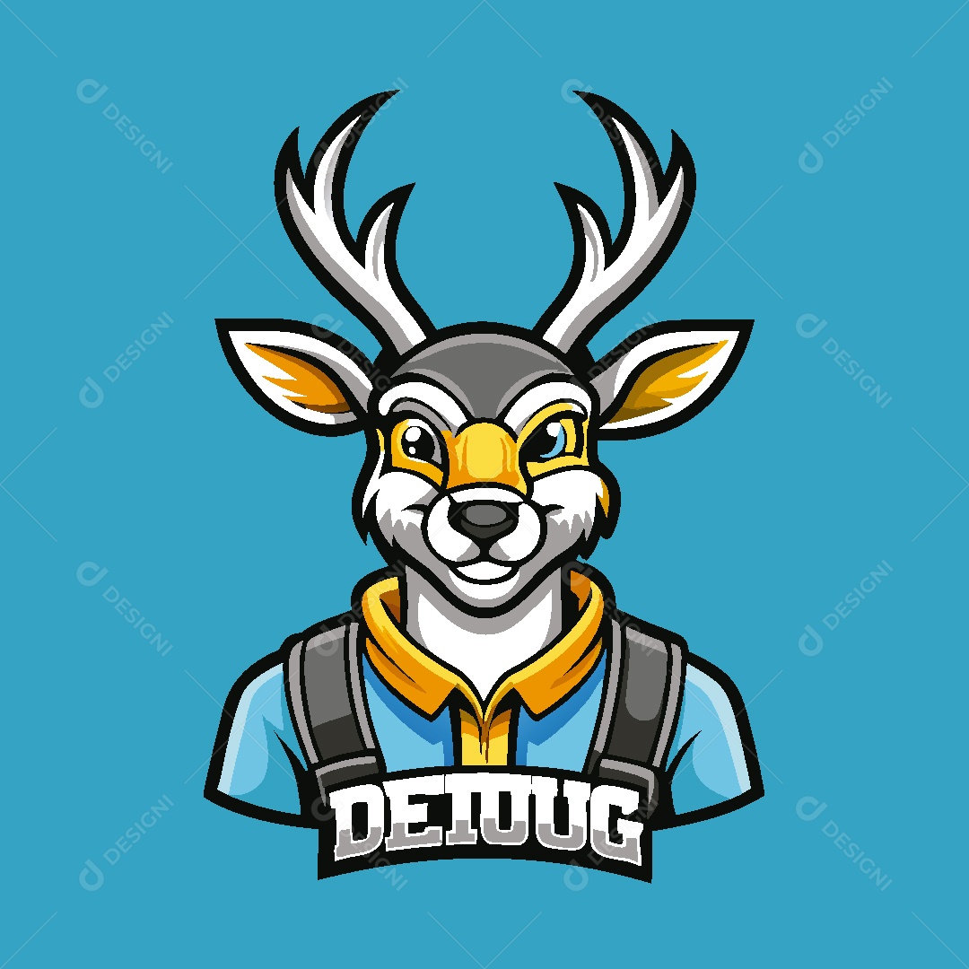 Cervo Mascote Ilustração Vetor EPS