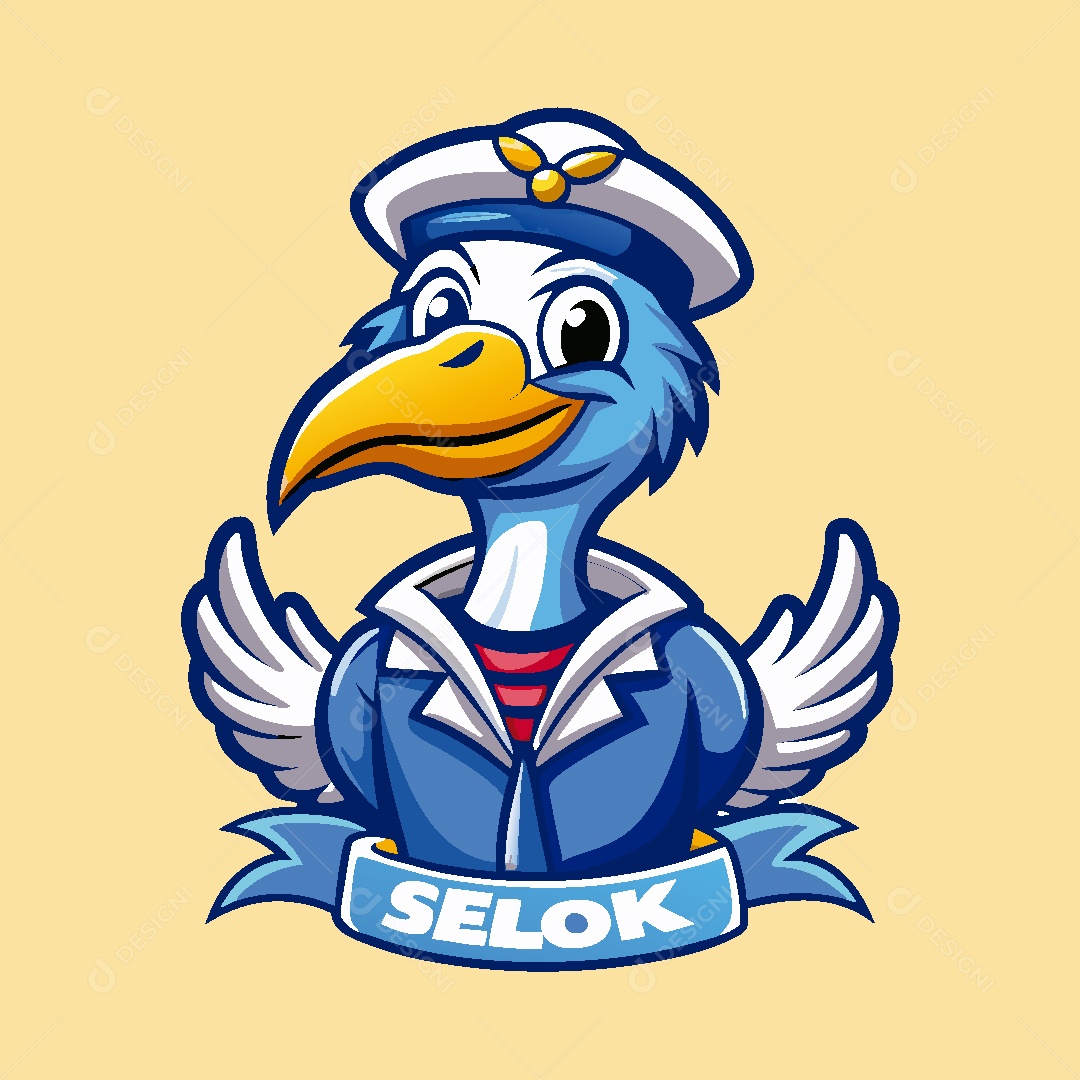 Ave Marinheira Mascote Ilustração Vetor EPS