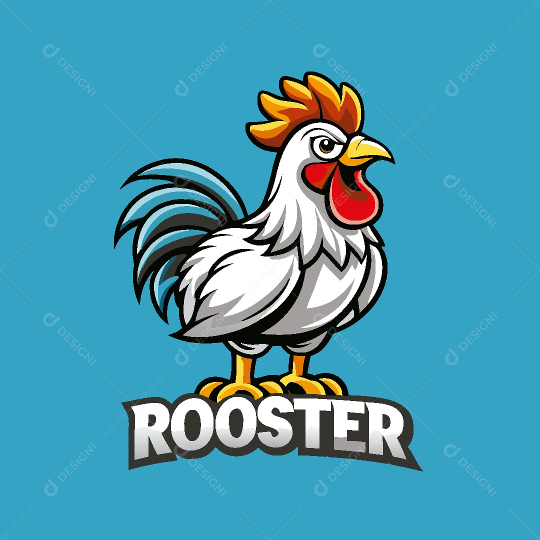 Galo Mascote Ilustração Vetor EPS