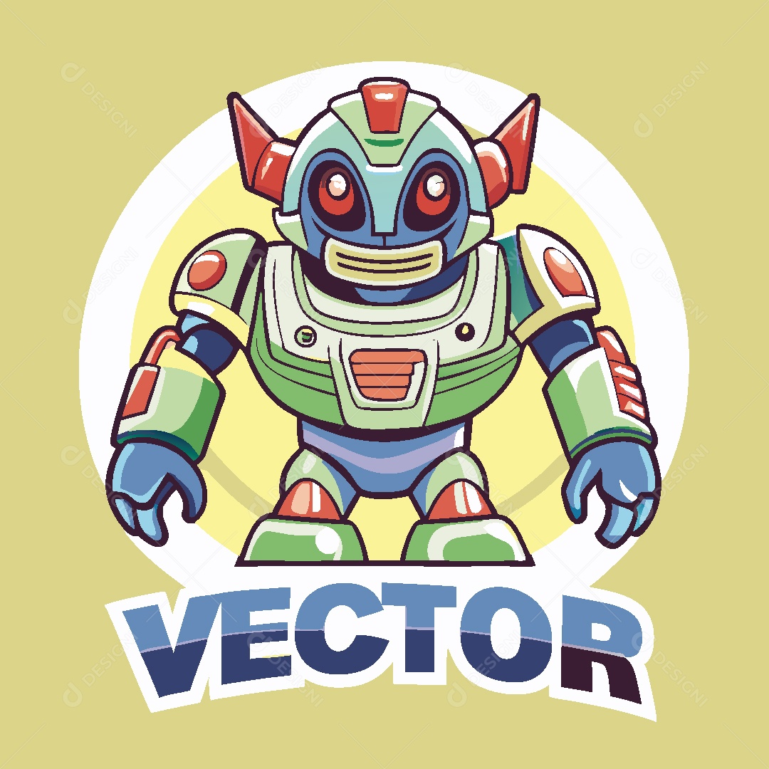 Robô Mascote Ilustração Vetor EPS