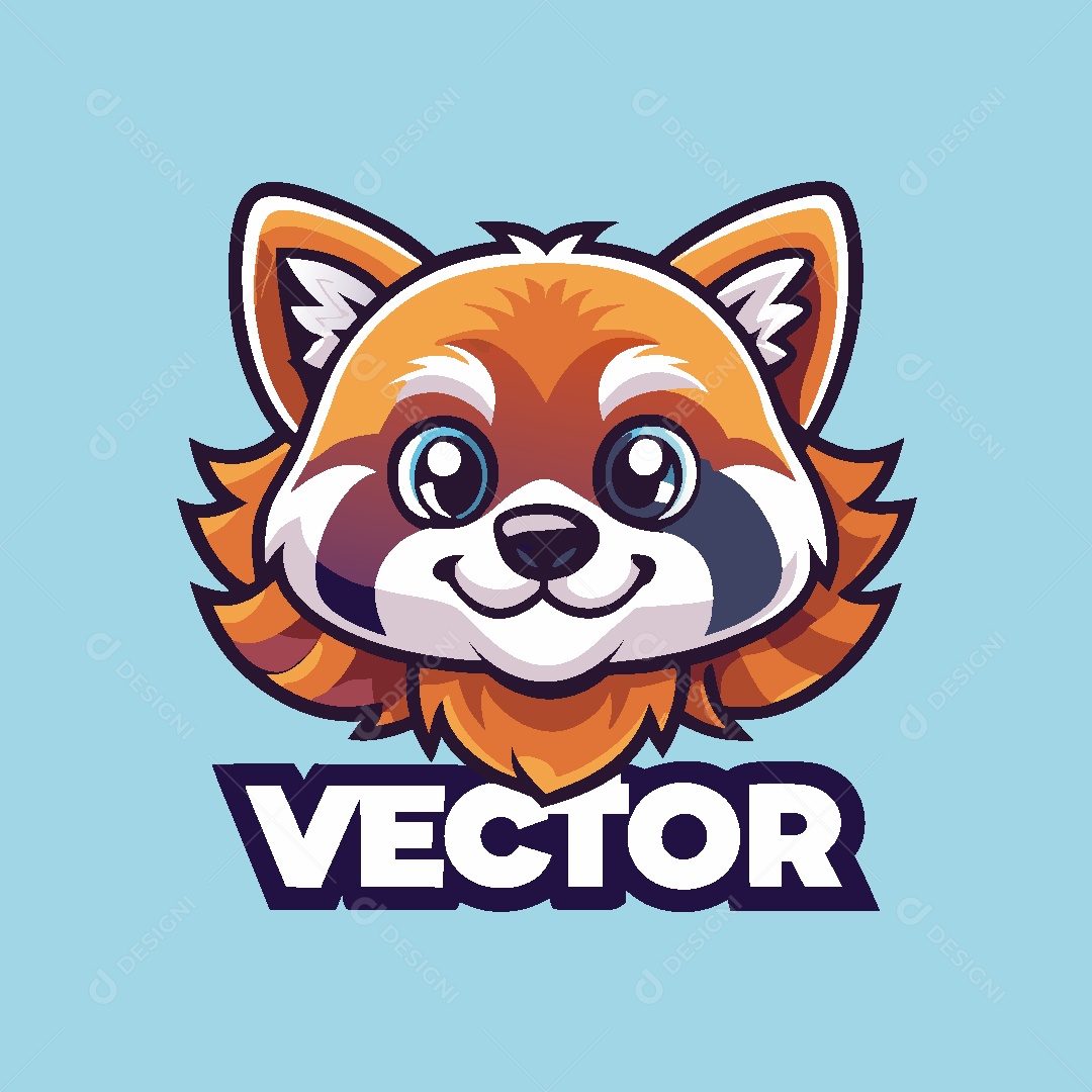 Panda Vermelho Mascote Ilustração Vetor EPS