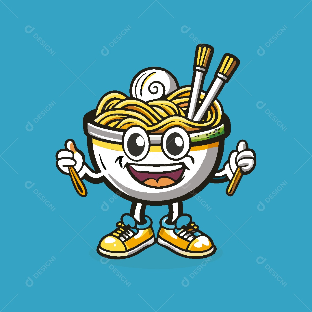 Macarrão Mascote Ilustração Vetor EPS