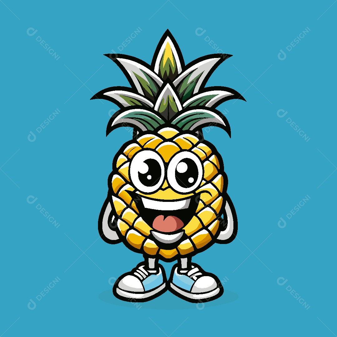 Abacaxi Mascote Ilustração Vetor EPS