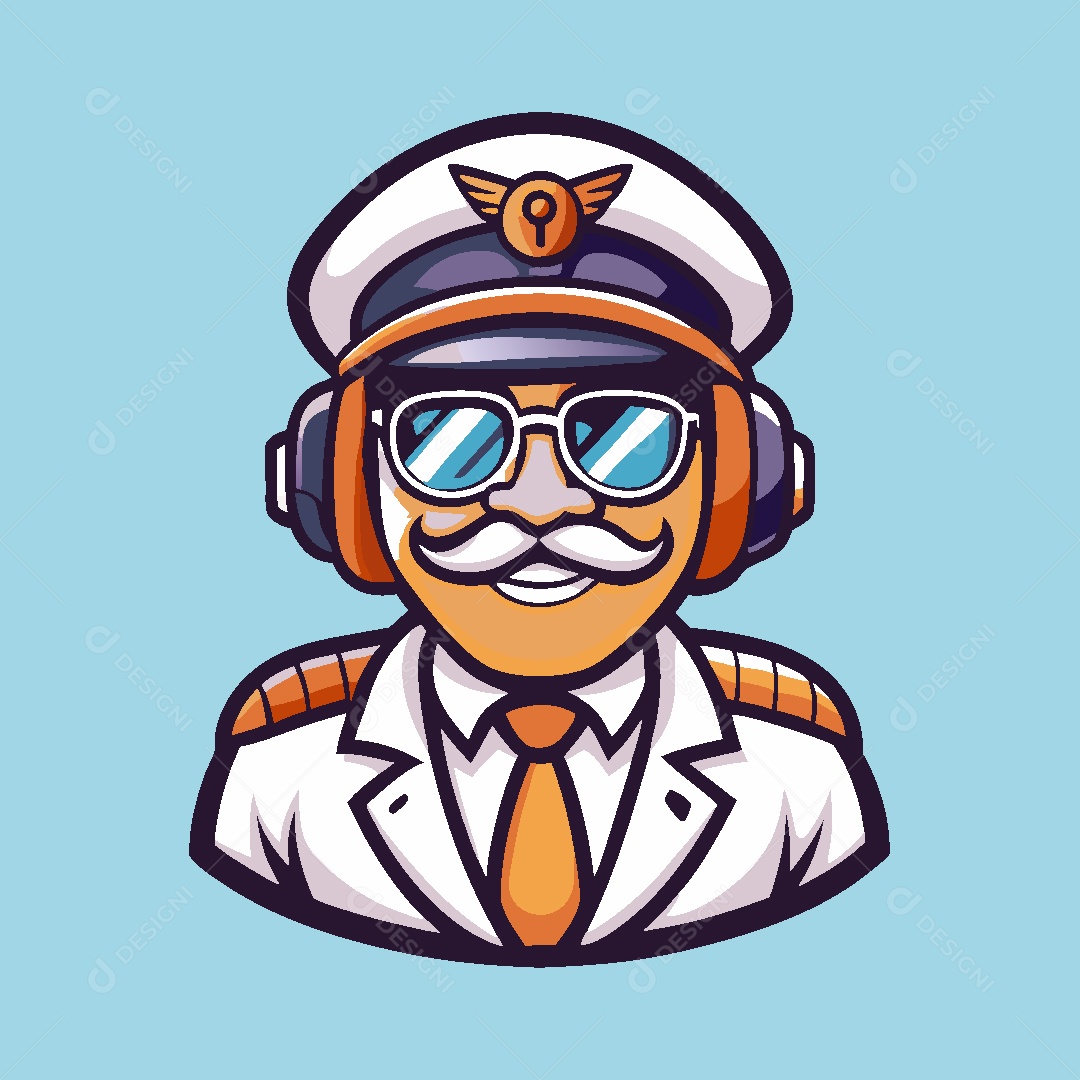 Piloto Mascote Ilustração Vetor EPS