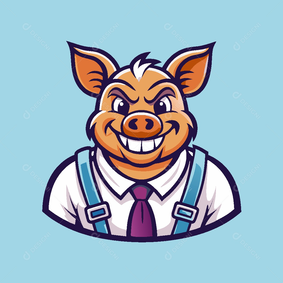 Porco Mascote Ilustração Vetor EPS