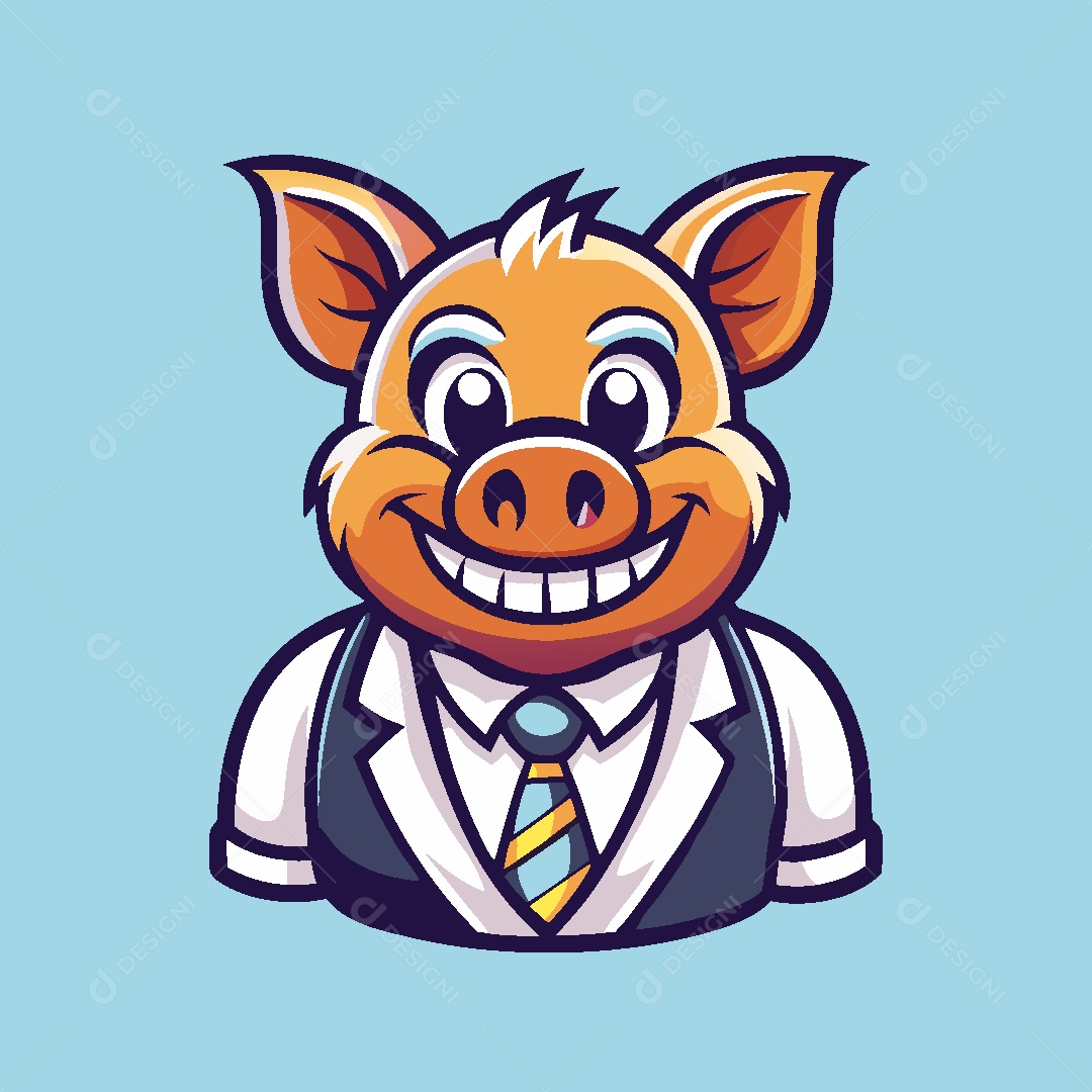 Porco Mascote Ilustração Vetor EPS