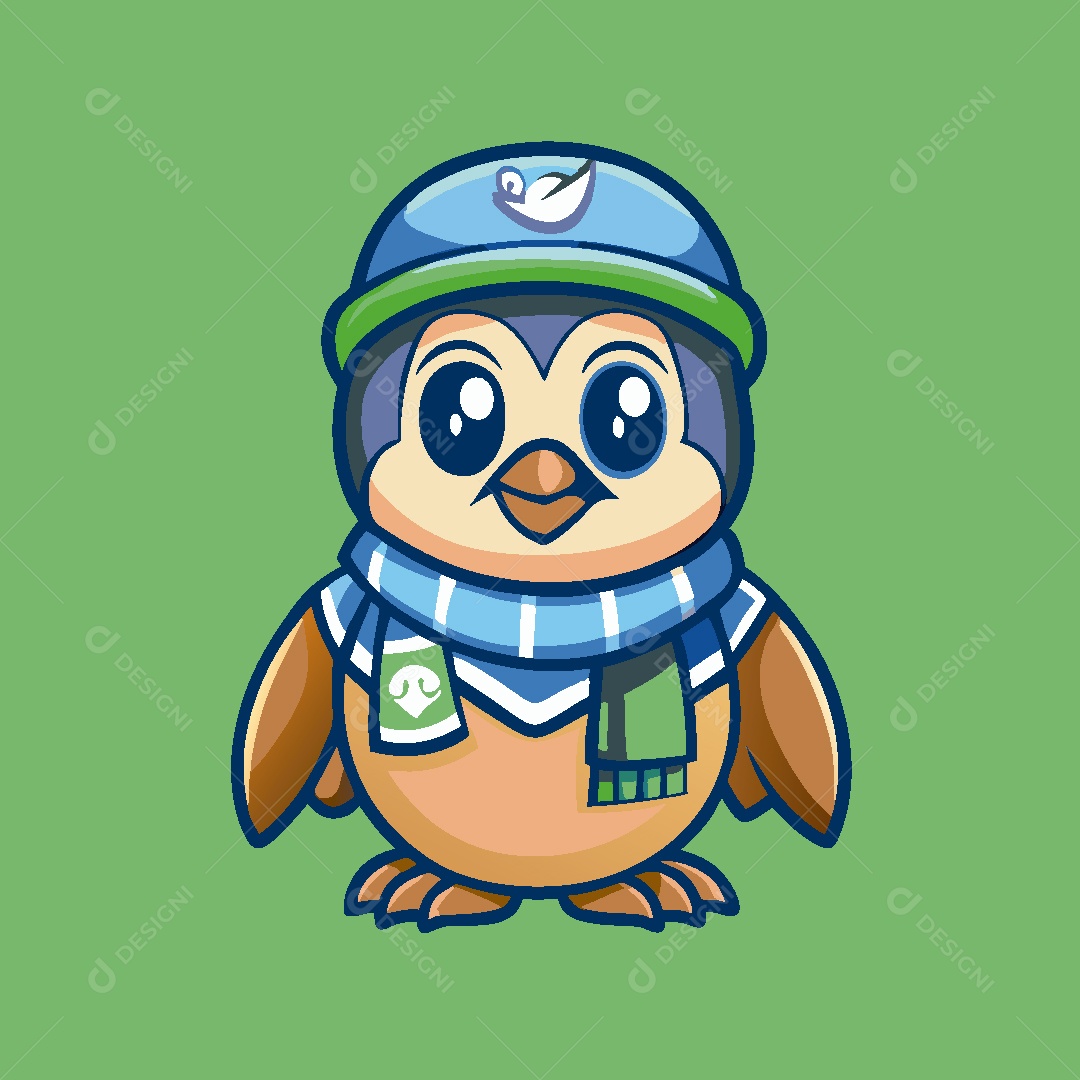 Pinguim Mascote Ilustração Vetor EPS