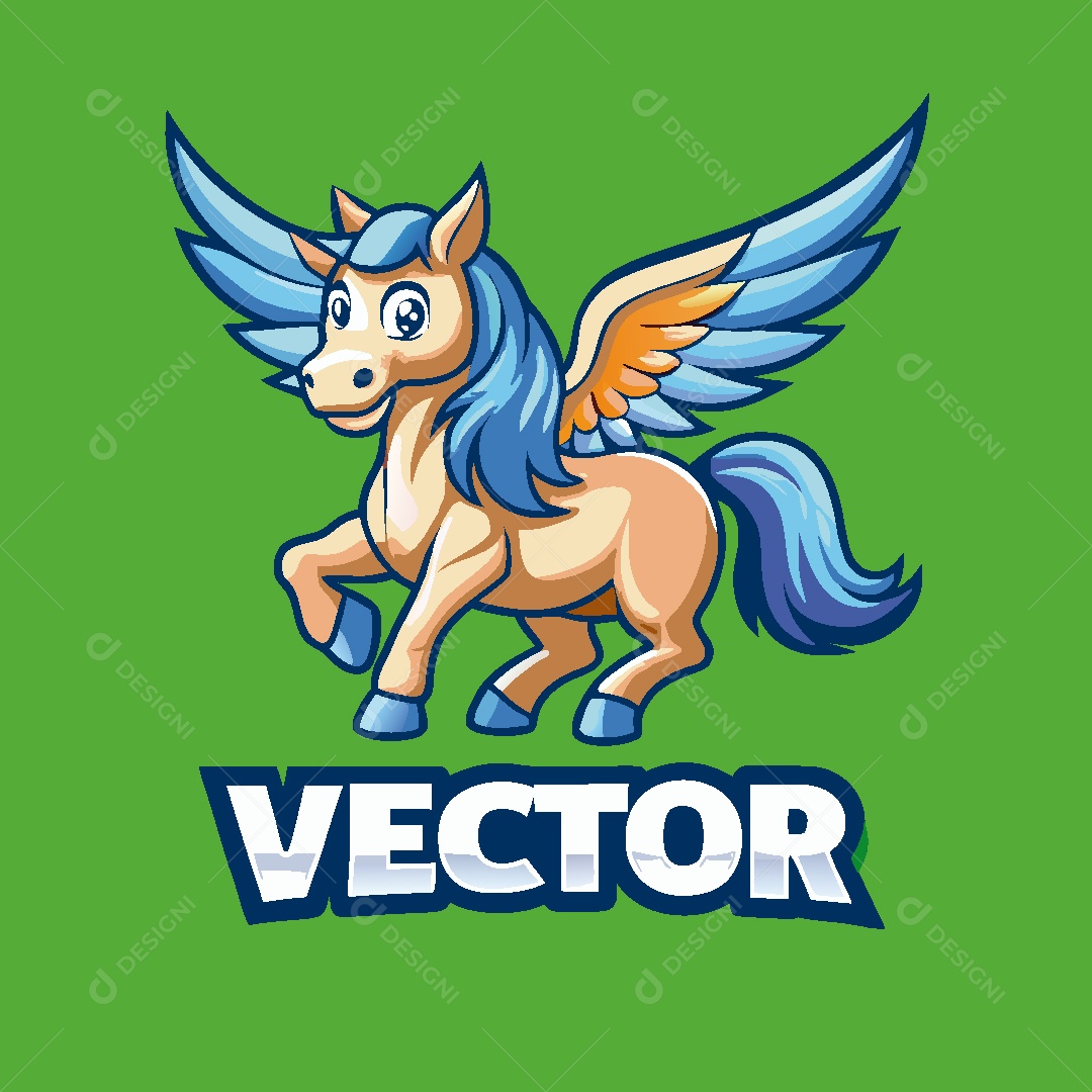 Pegasus Mascote Ilustração Vetor EPS