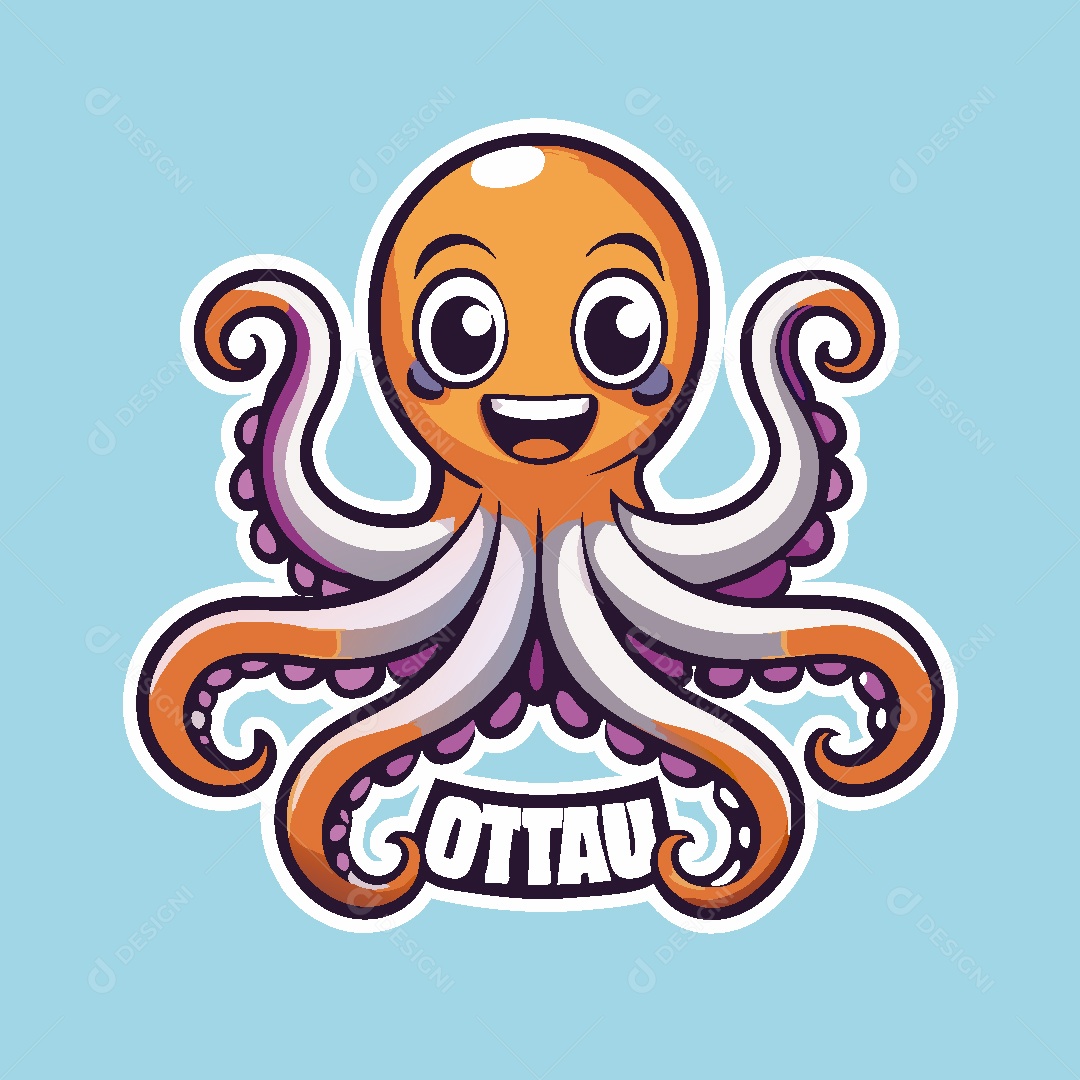 Polvo Mascote Ilustração Vetor EPS