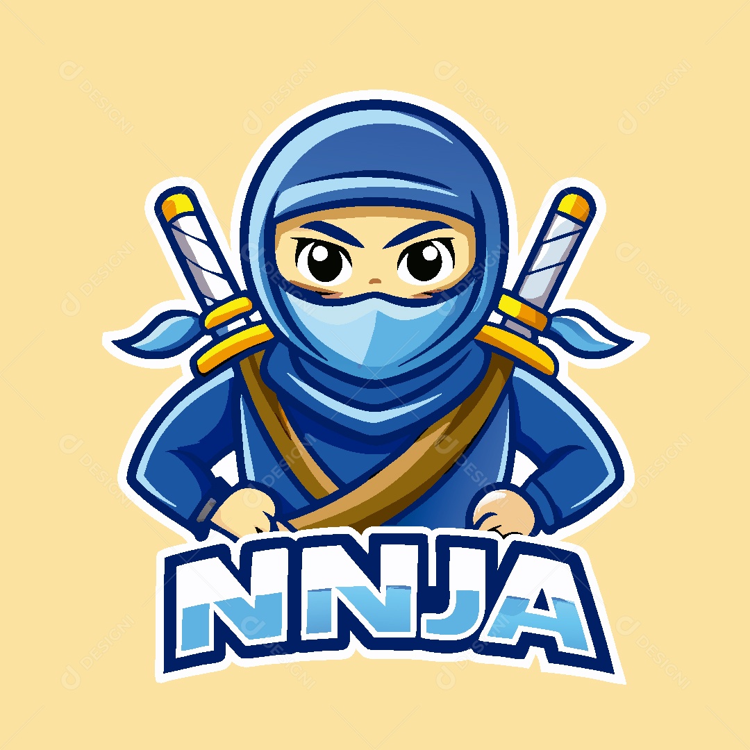 Ninja Mascote Ilustração Vetor EPS