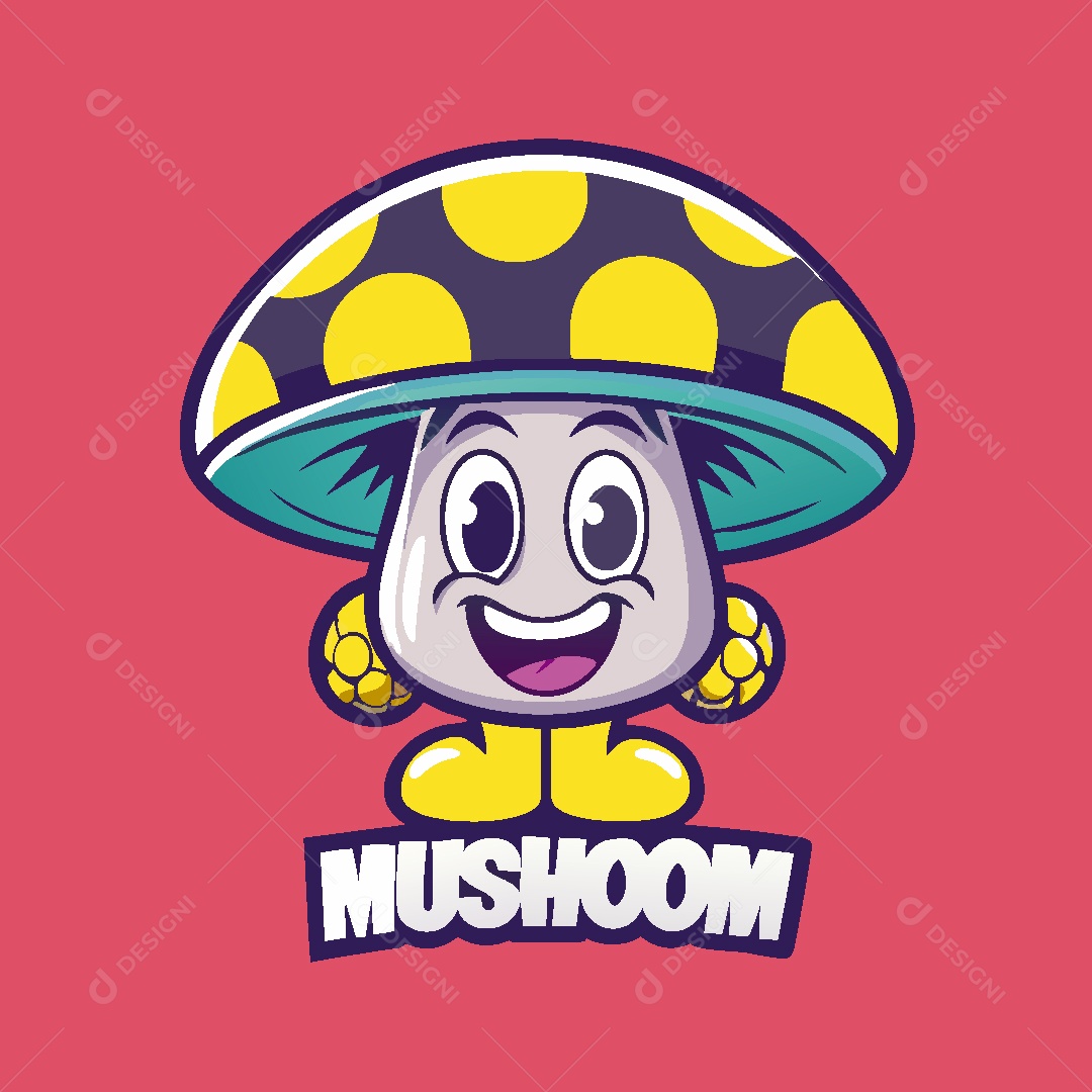 Cogumelo Mascote Ilustração Vetor EPS