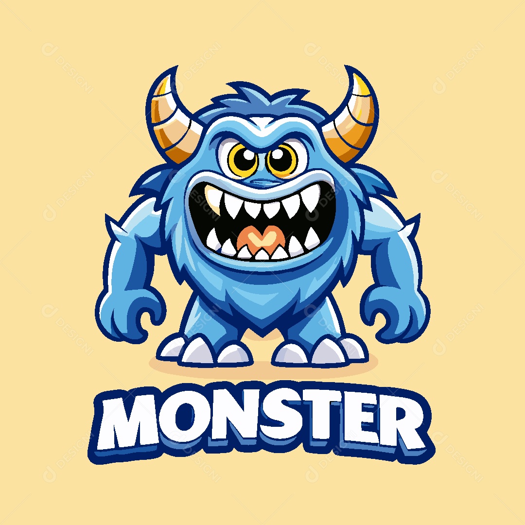Monstro Mascote Ilustração Vetor EPS