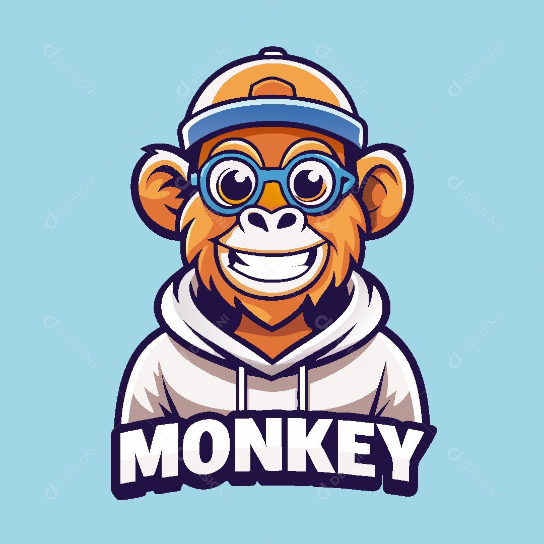 Macaco Mascote Ilustração Vetor EPS