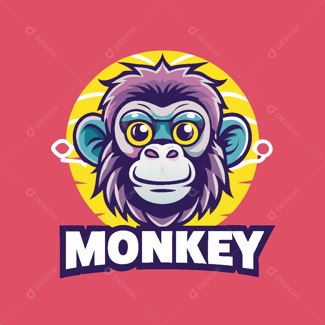 Macaco Mascote Ilustração Vetor EPS