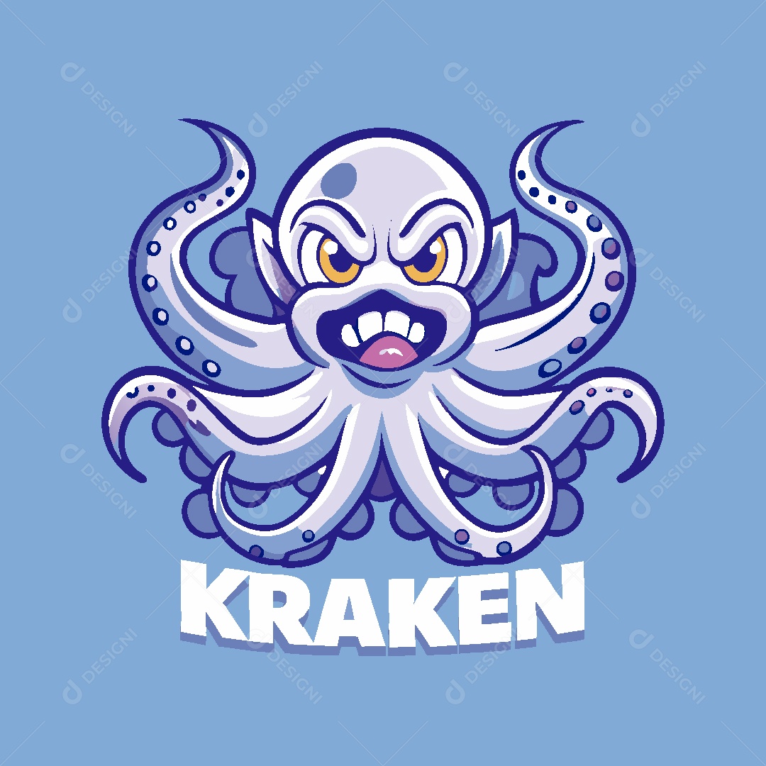 Polvo Mascote Ilustração Vetor EPS