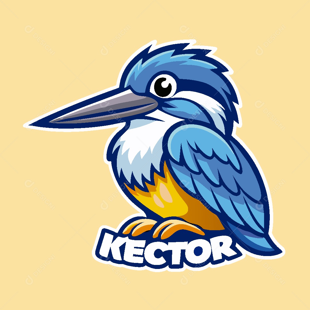 Pássaro Mascote Ilustração Vetor EPS