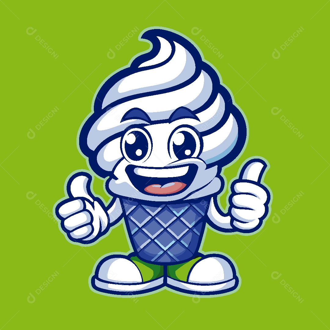 Sorvete Mascote Ilustração Vetor EPS