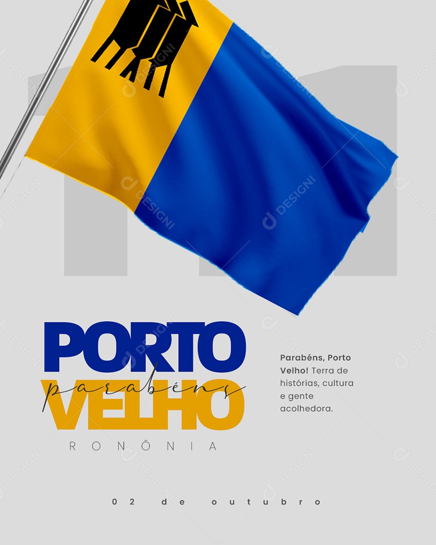 Aniversário Porto Velho 02 de Outubro Parabéns Social Media PSD Editável