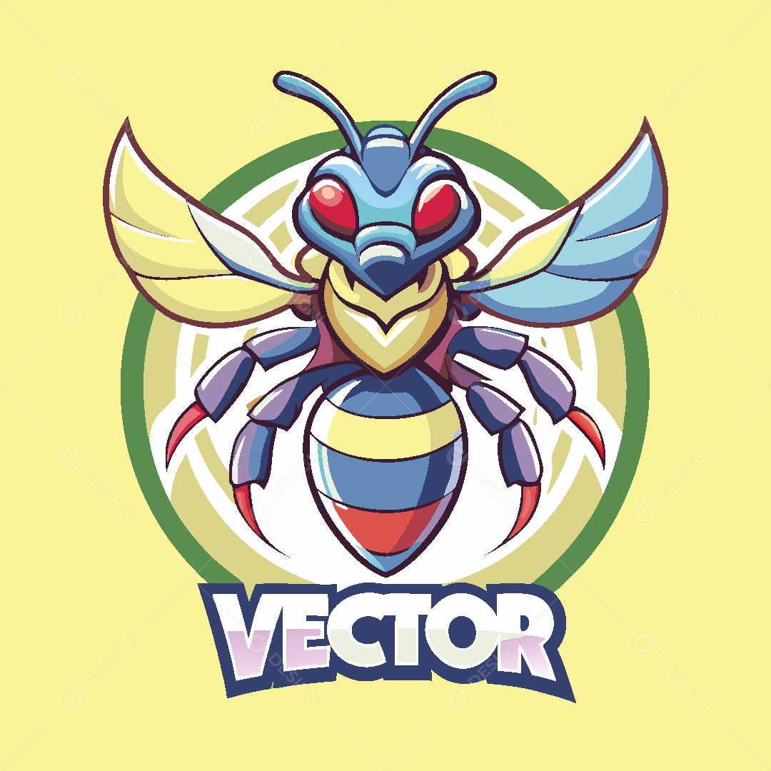 Abelha Mascote Ilustração Vetor EPS