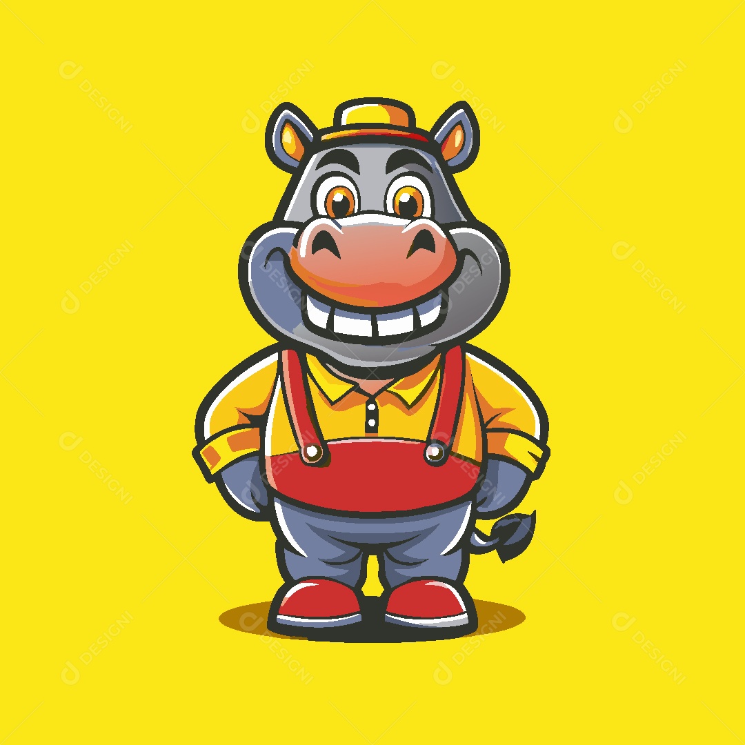 Hipopótamo Mascote Ilustração Vetor EPS