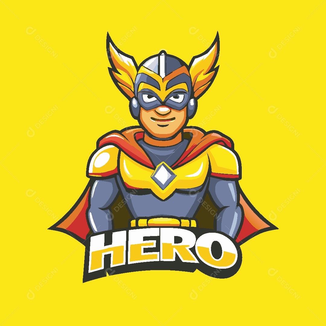 Herói Mascote Ilustração Vetor EPS