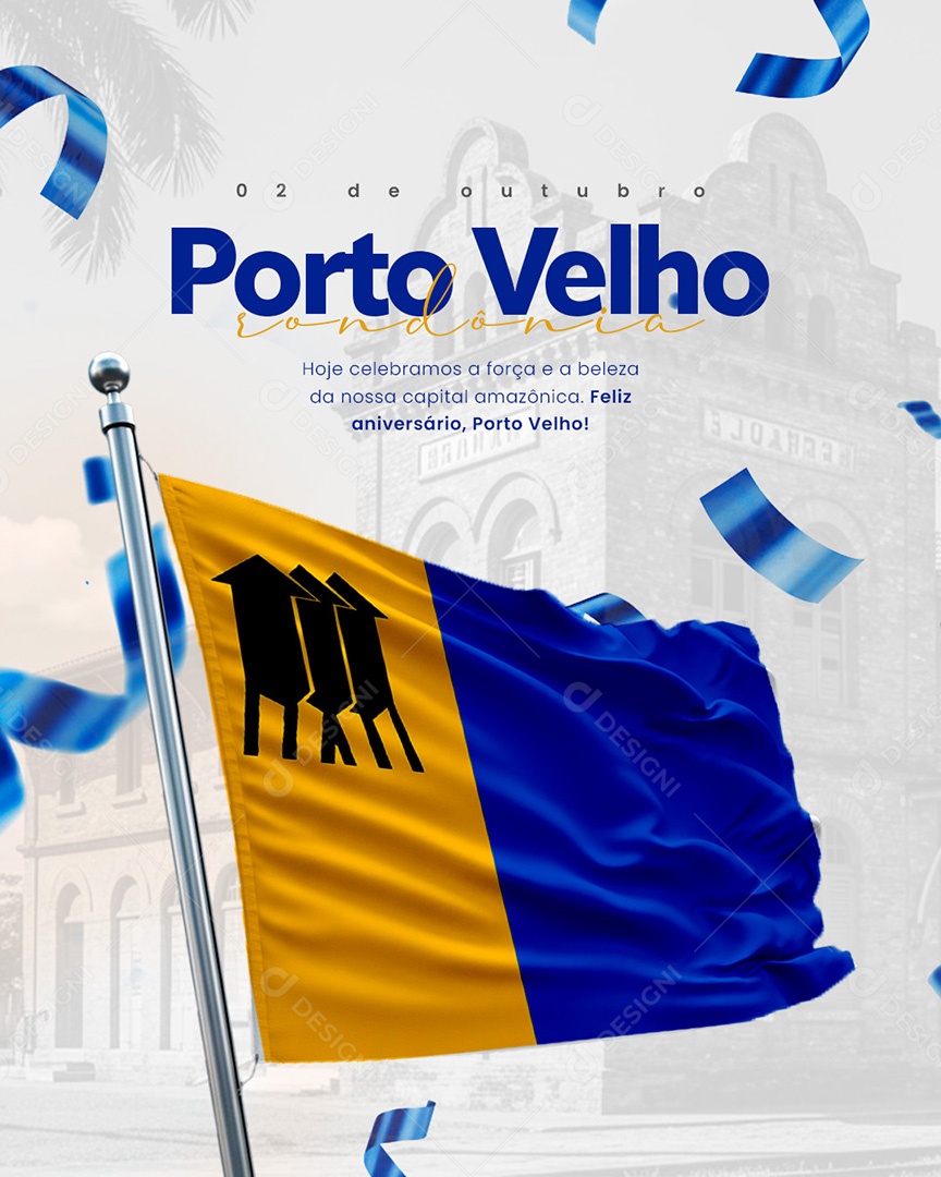 Aniversário Porto Velho 02 de Outubro Parabéns Social Media PSD Editável