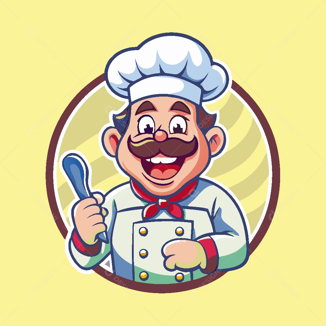 Chef de Cozinha Mascote Ilustração Vetor EPS