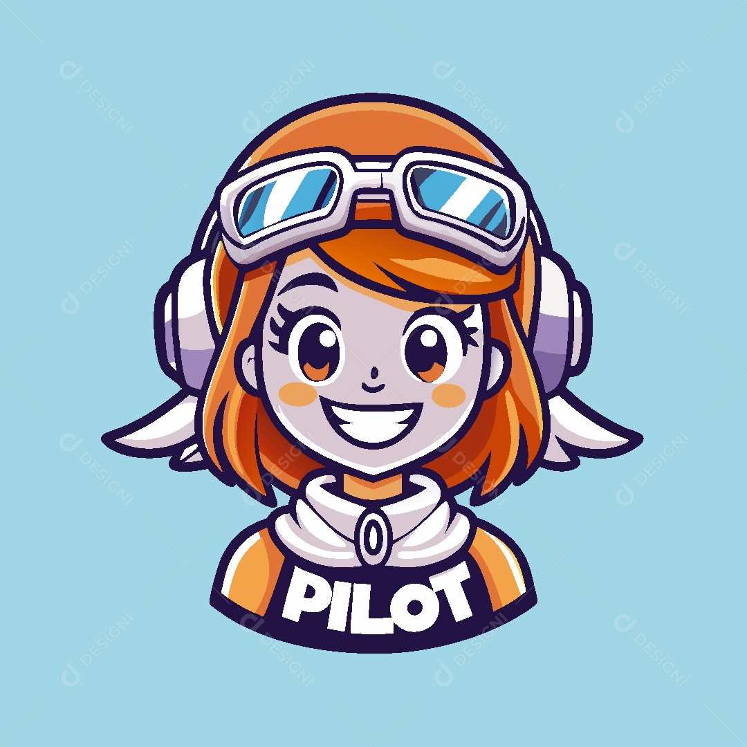 Piloto Mascote Ilustração Vetor EPS