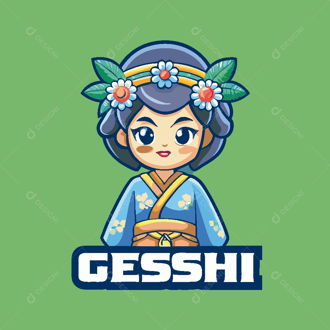 Boneca Mascote Ilustração Vetor EPS