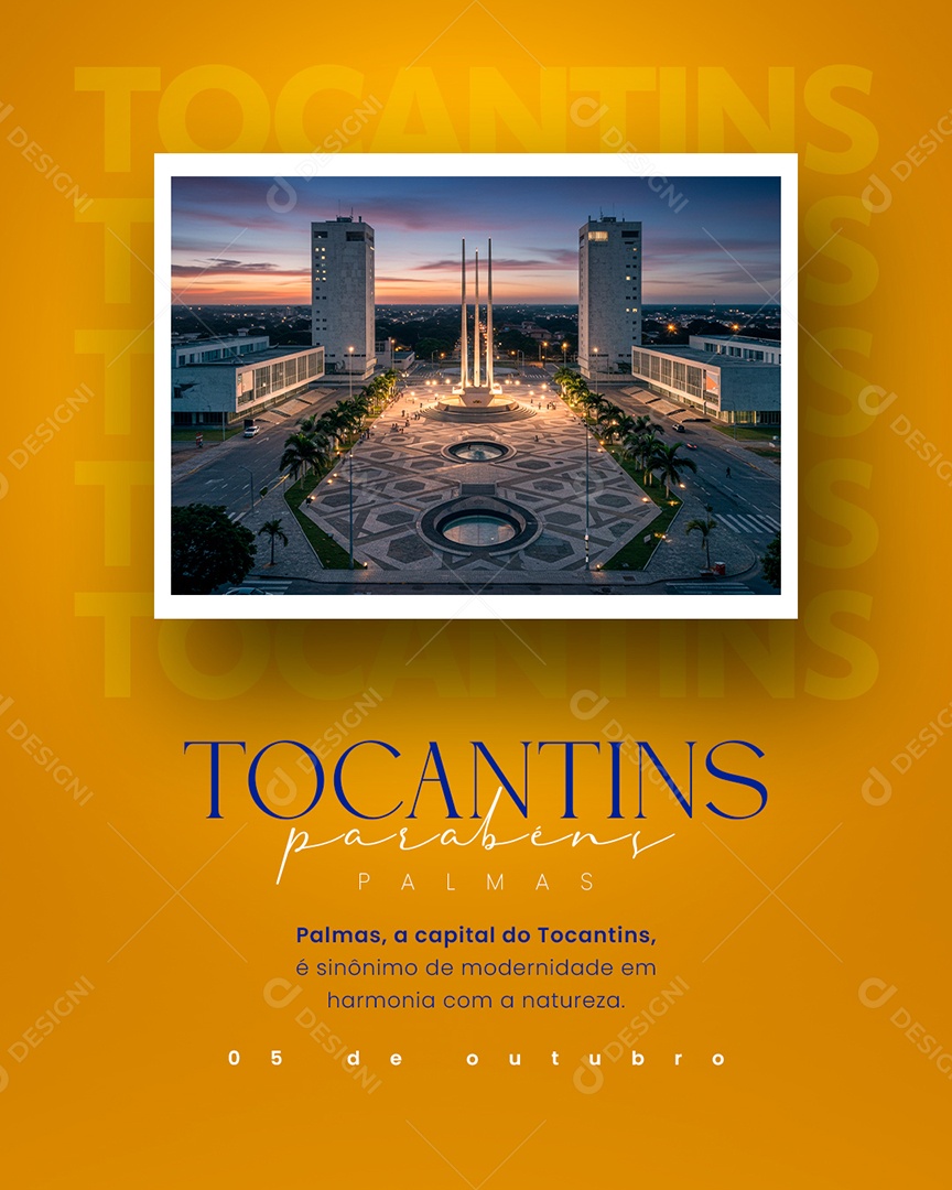 Aniversário do Tocantins 05 de Outubro Parabéns Social Media PSD Editável