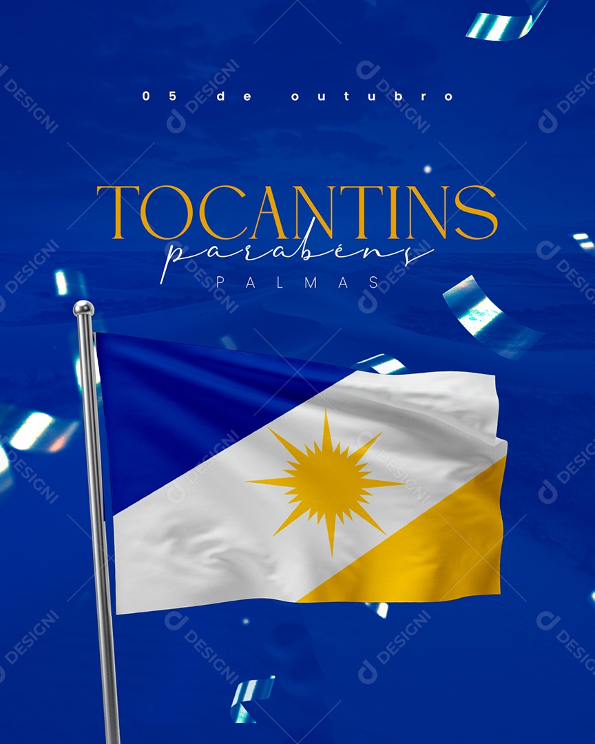 Aniversário do Tocantins 05 de Outubro Parabéns Social Media PSD Editável
