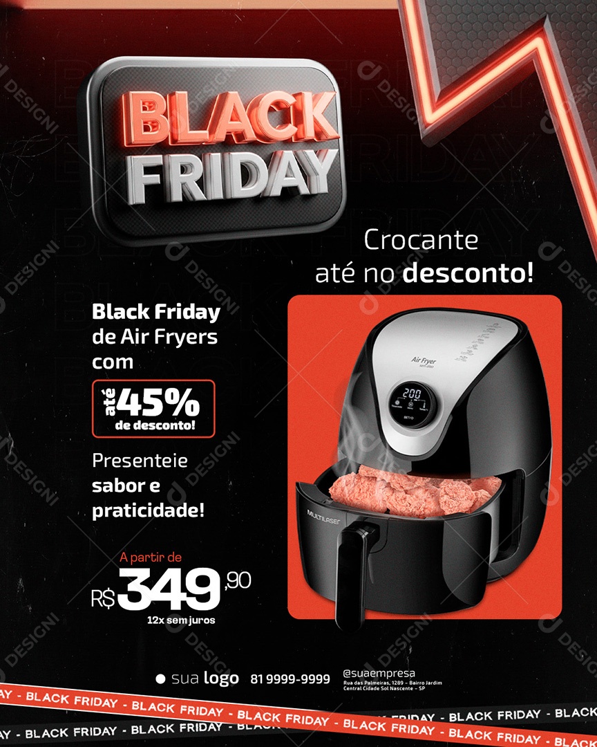 Black Friday Loja de Eletrônicos Air Flyers Social Media PSD Editável
