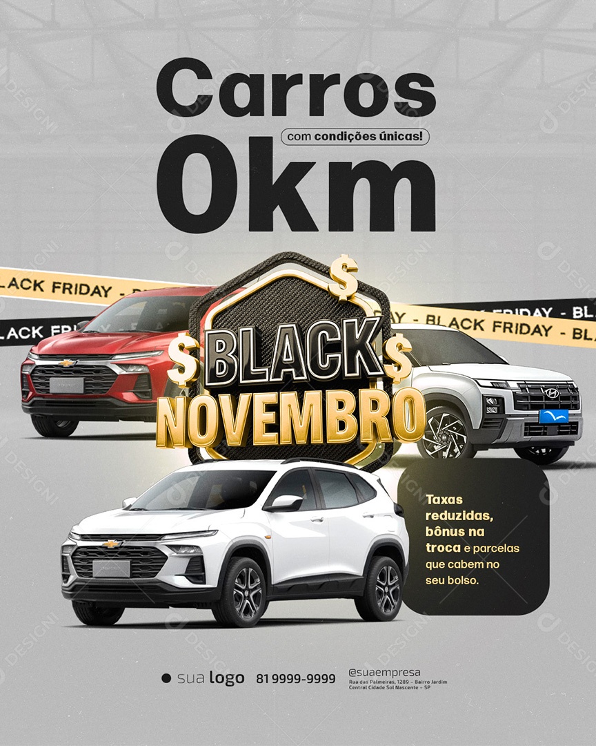 Black Novembro Concessionária Carros com Condições Únicas Social Media PSD Editável