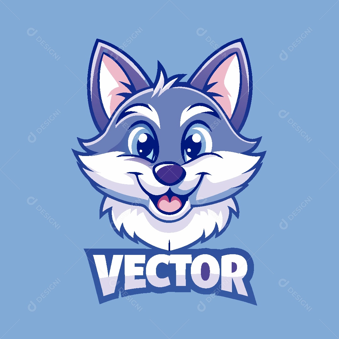 Lobo Mascote Ilustração Vetor EPS