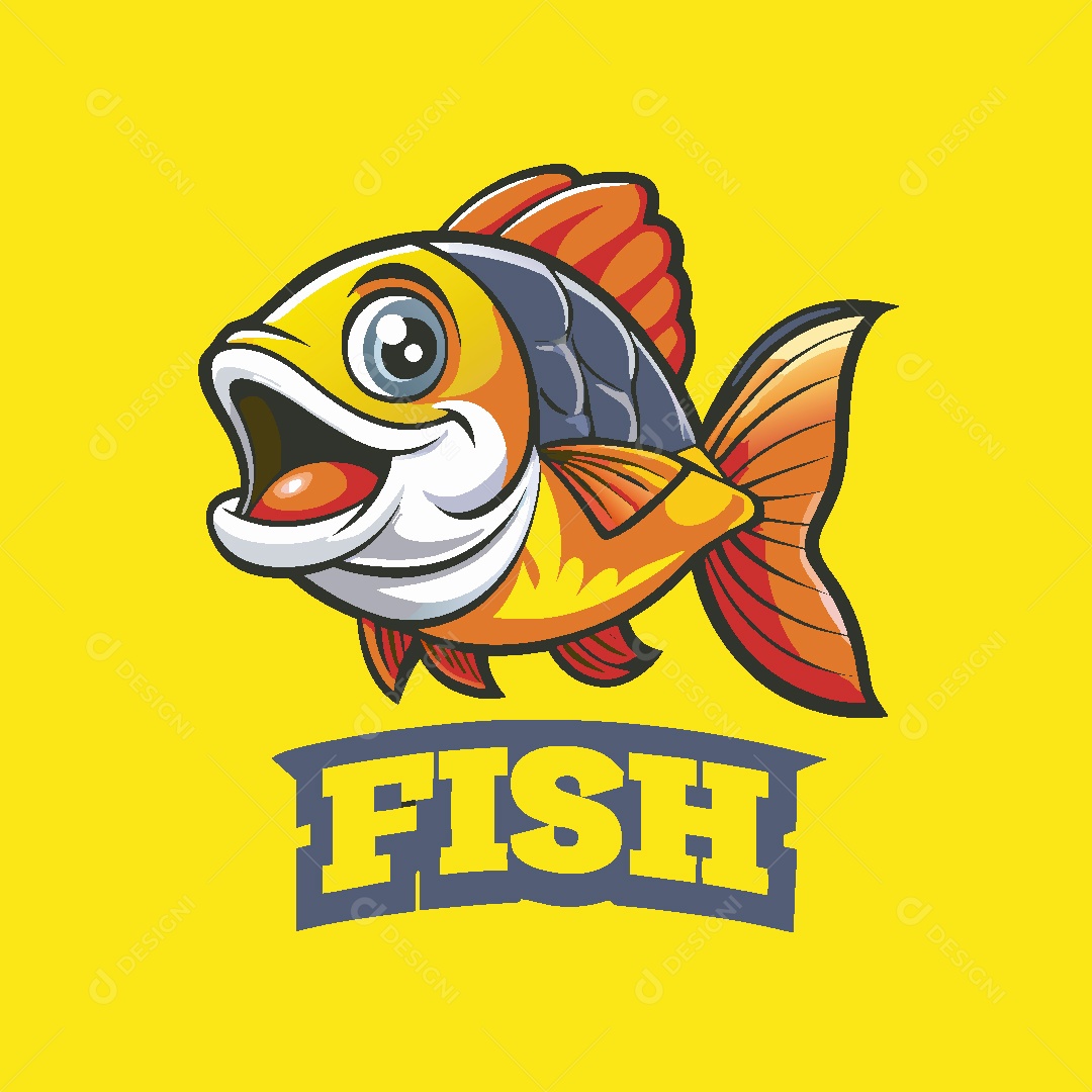 Mascote de Pesca Ilustração Vetor EPS