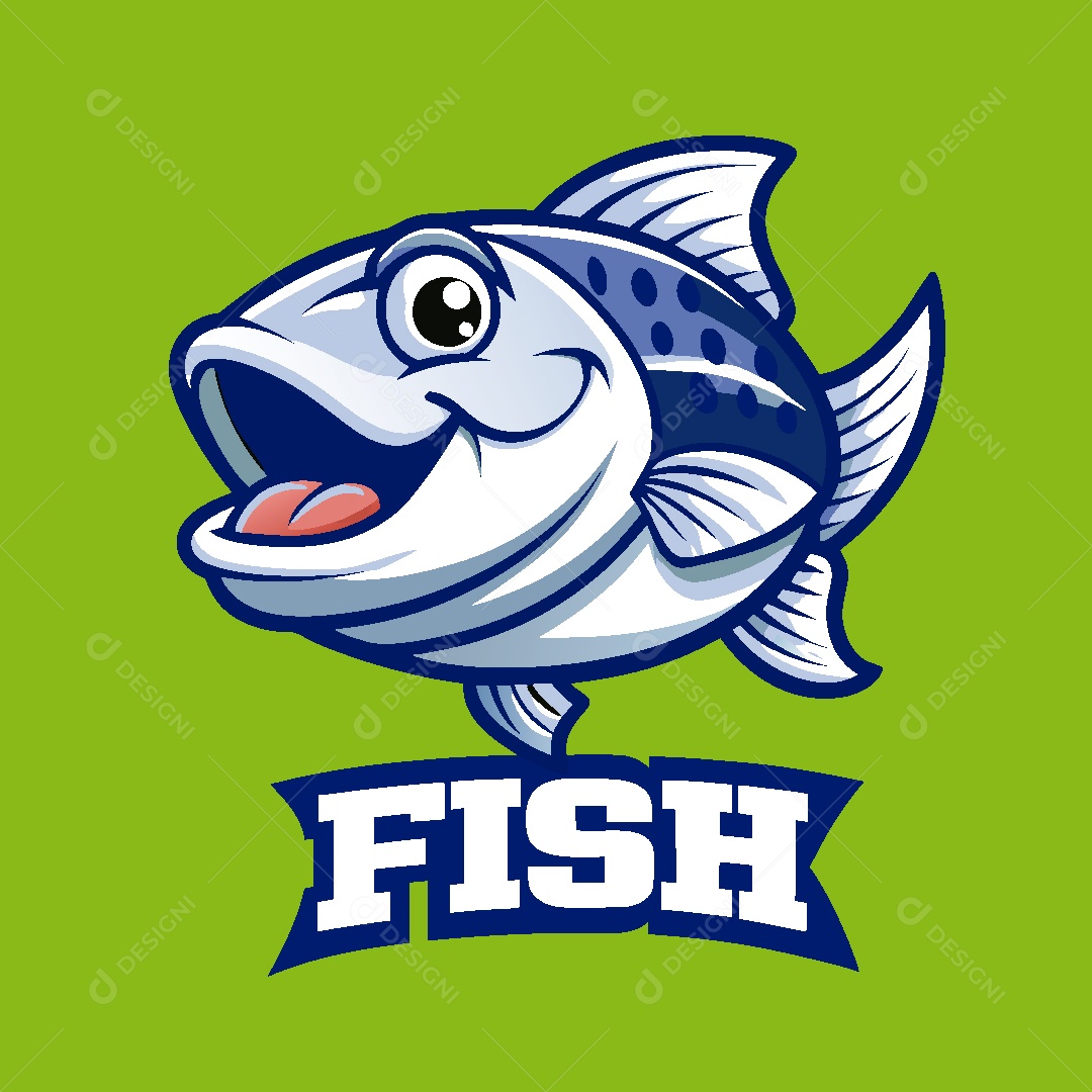 Mascote de Pesca Ilustração Vetor EPS